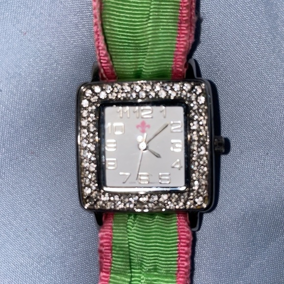 AKA rhinestone diamond watch 8in fleur de lis
